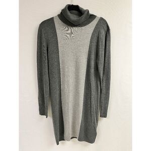 Adrienne Vittadini Womens Long Sleeve Mock Neck Sweater Dress Gray Sz Large